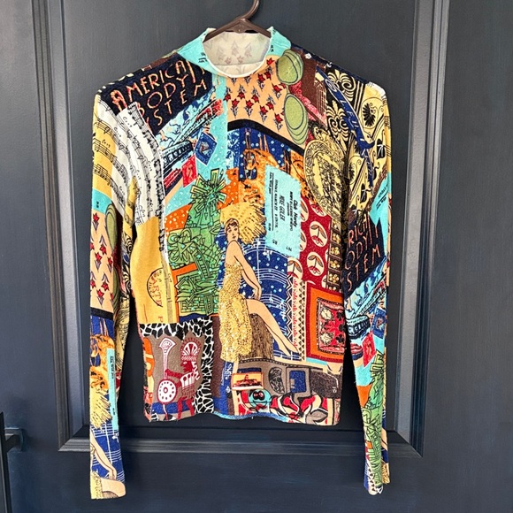 Alberto Makali Sweaters - Vintage Alberto Makali Multicolor Graphic Women's Sweater With Sequins Artsy